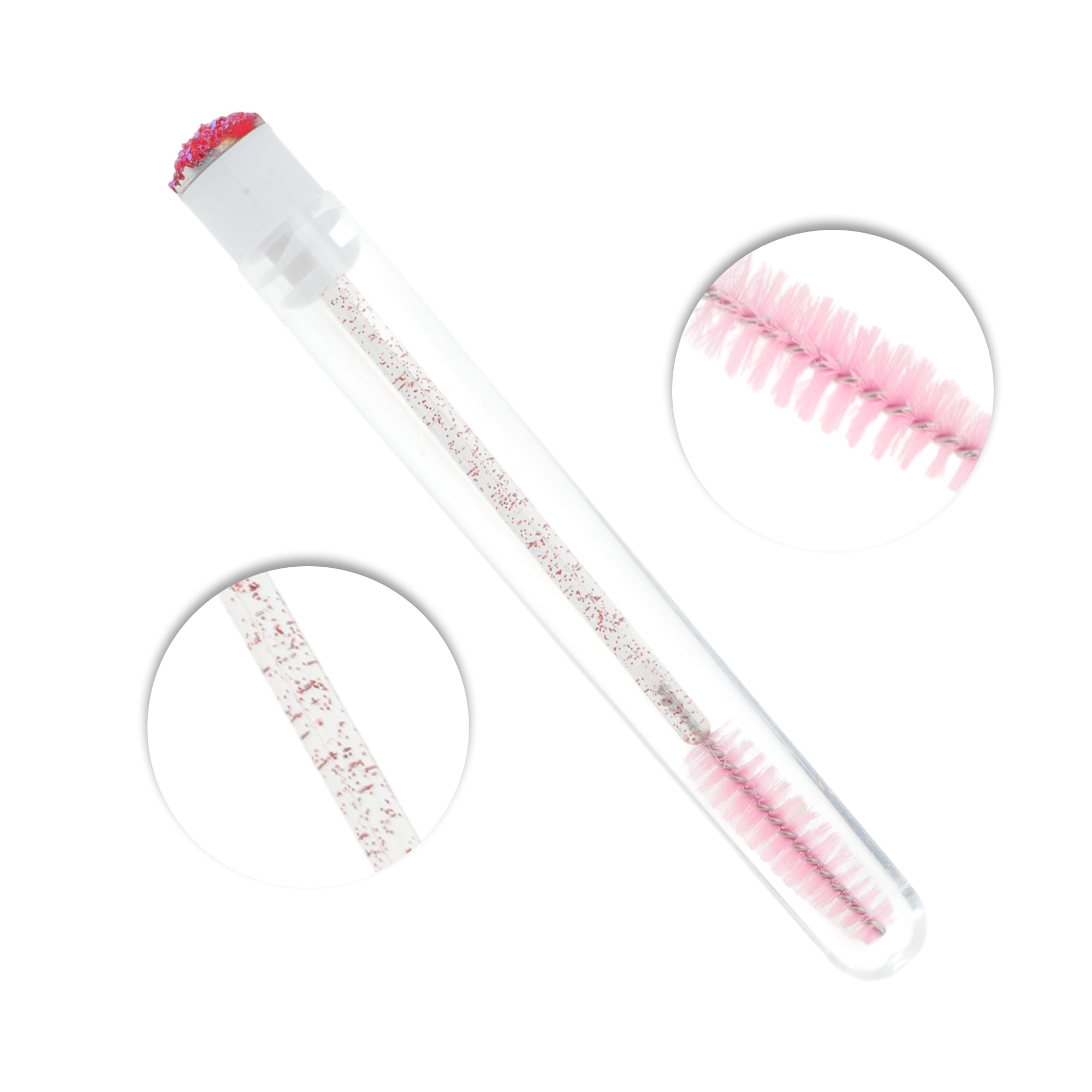 Unique Bargains 1 Pc Soft Reusable Eyelash Brush for Vacation in Tube Deep Pink