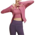 thumbnail image 2 of gbyLJF Women's Workout Yoga Tops Lightweight Running Athletic Jacket Solid Color Zip Up Slim Fit Fitness Jackets, 2 of 4