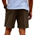thumbnail image 4 of Mens Corduroy Shorts Casual Elastic Waist Drawstring 2026 Summer Beach Lounge Short Brown 3XL, 4 of 6