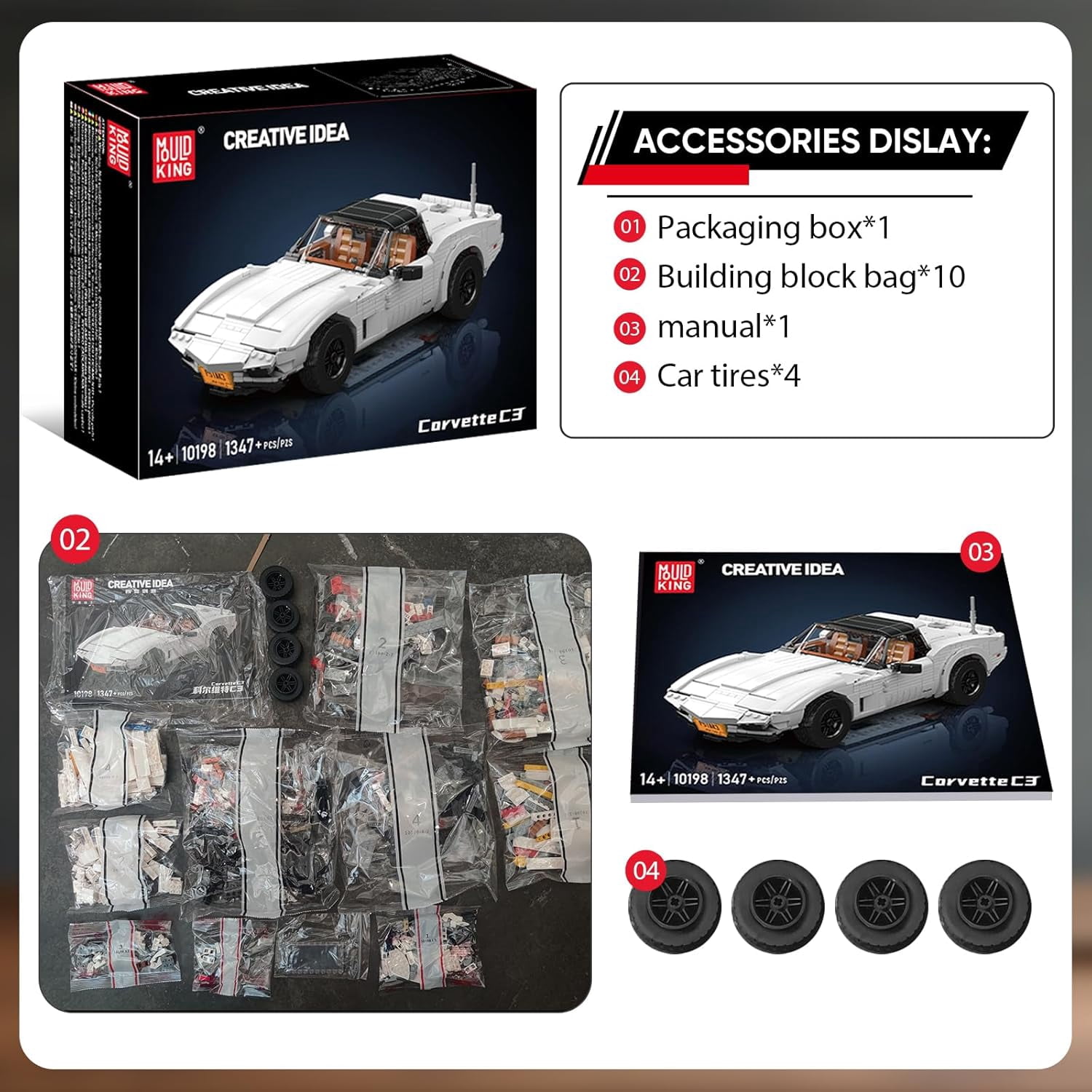 SEEMEY 10198 Sport Car Model Building Kit, Clasic Vintage Car Build Blocks Set with 1347 Pieces, Construction Vehicle Toy, Collection Set for Adult