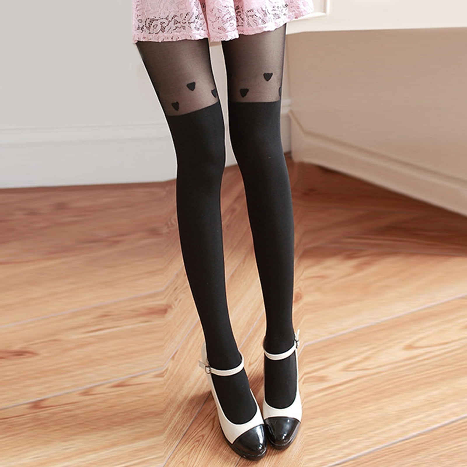 Buy NEXT2SKIN Womens Nylon Sheer Transparent Pattern Pantyhose Stocking -  Black online