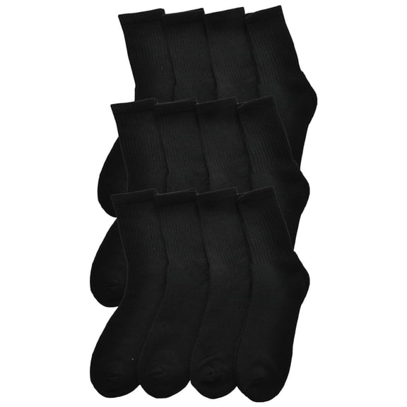 Swan Unisex Black Sport Socks (12-Pairs)