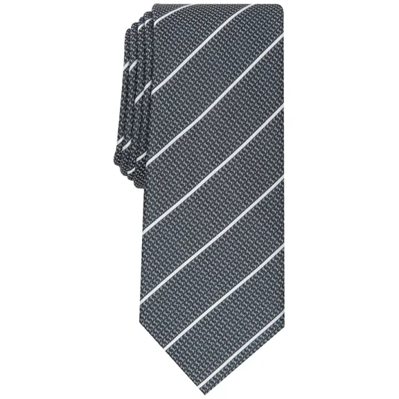 Alfani Men’s Terra Stripe Slim Tie, Gray