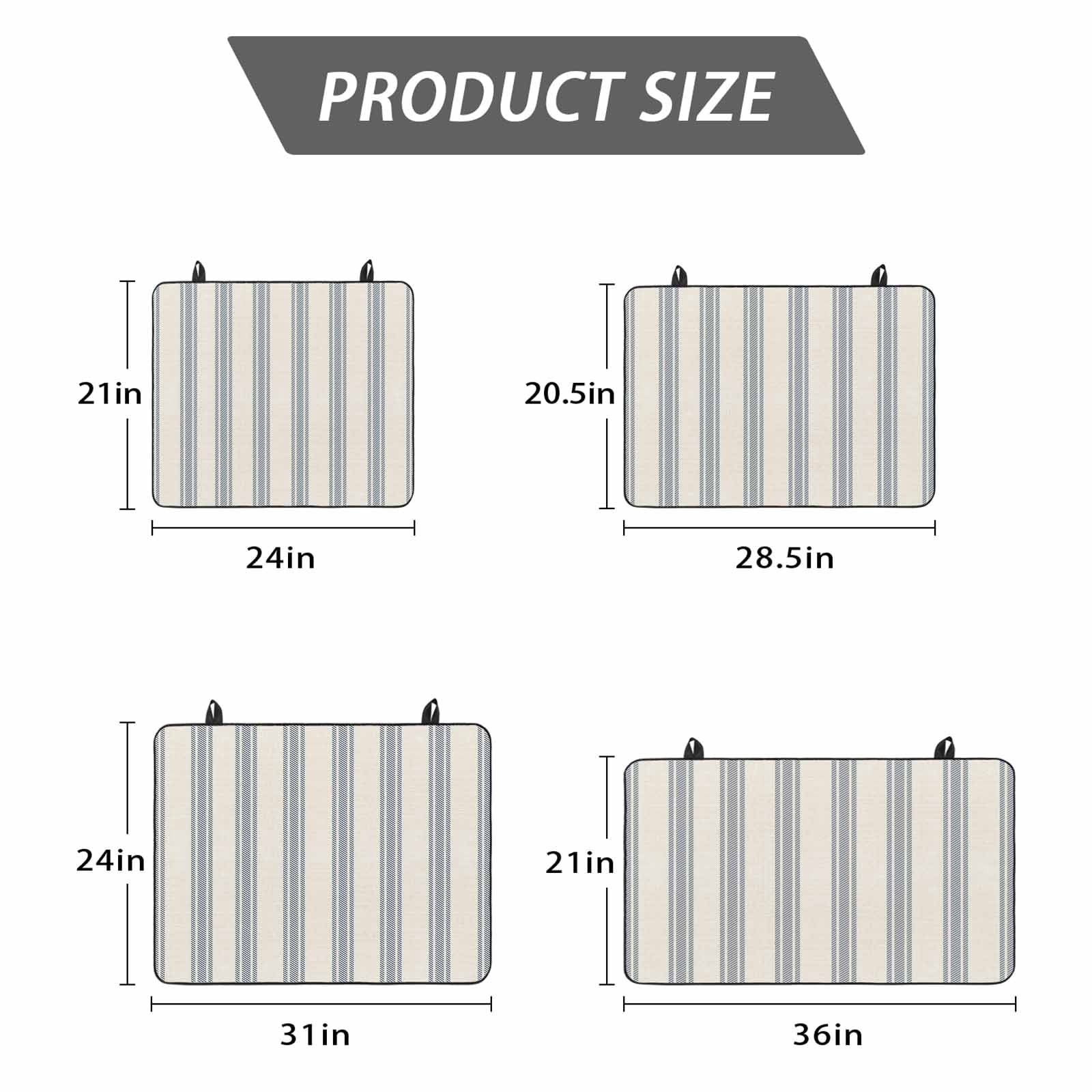 Blue Striped Stove Top Cover for Electric Stove, Heat-proof & Non Slip Glass Top Stove Cover Protector, Modern Farmhouse Stripes Rustic Kitchen Flat Cooktop Rubber Mat 24x21 Inches