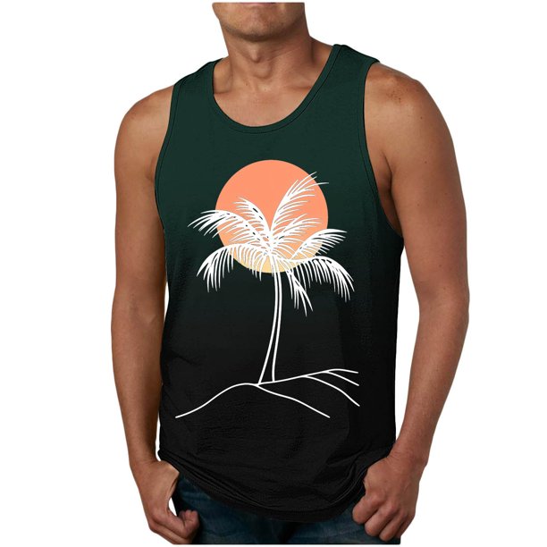 Camiseta sin mangas de cuello redondo para hombre, moda informal de verano, chaleco holgado, estampado deportivo, camiseta sin mangas de cuello redondo, blusa de poliéster para hombre