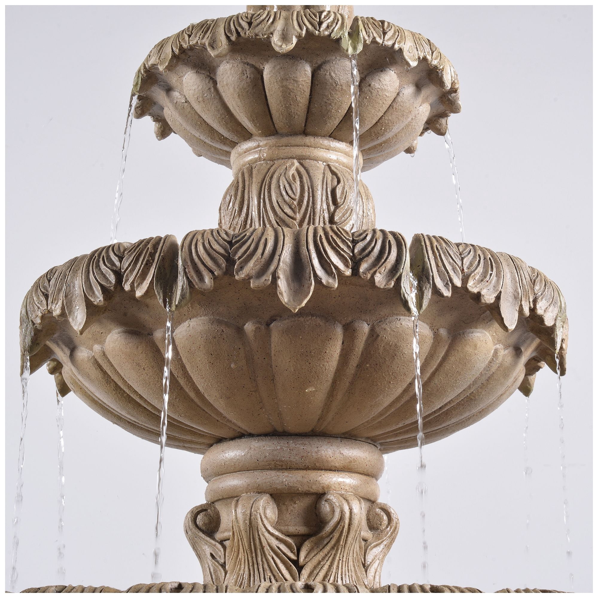 Ibiza 62" High Large Italian Outdoor Decor Sand Stone Floor Fountain with Light LED 3-Tier Outside Garden Patio