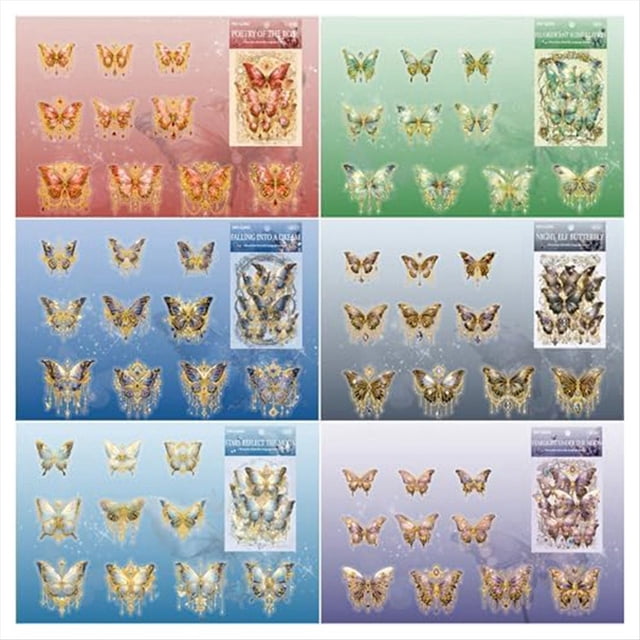 120 Pegatinas de Mariposas para Mascotas, Cristales de Hielo, Pegatinas Impermeables de Mariposas Transparentes para Suministros de áLbumes de Recortes