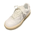 thumbnail image 2 of AUDeals Women's Platform Sneakers, Retro Leather Shoes with Gum Sole Comfort for Walking and Casual Tennis Wear (White, 6.5), 2 of 8