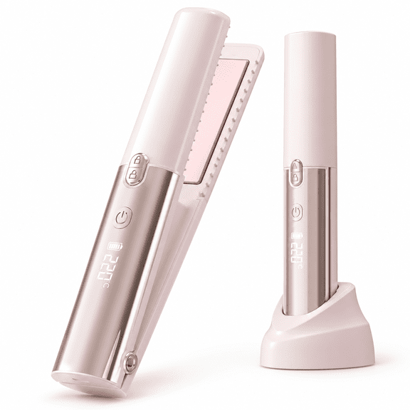 Cordless Hair Straightener, Portable Rechargeable Hair Styling Tool with Temperature Control, Travel Flat Iron