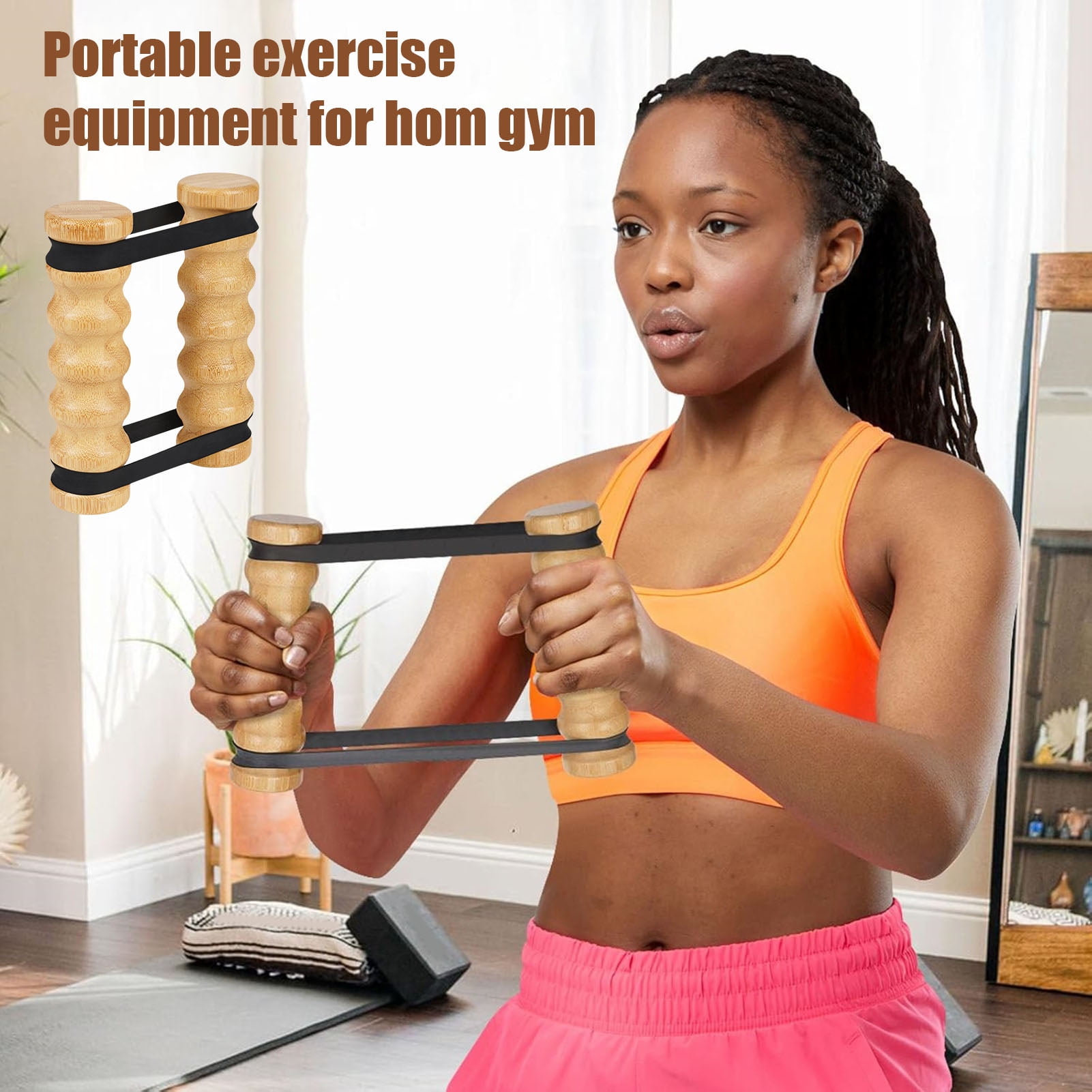 Oiur Rip Stick Upper Body Workout Equipment Adjustable Resistance Bands with Wooden Handles Home Gym Portable Arm Chest Exercise Muscle Building Equipment