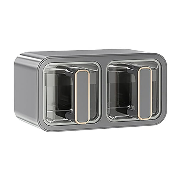 Cajón De Especias Colgado En Pared, Mueble De Cocina, Transparente, Con Tazón, Aplicable Horizontal Y Vertical, Organizador De Espacios Cálidos, Para Cocina Moderna, Metal, 2 Niveles, Para