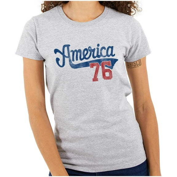 Vintage America 76 USA Patriot Womens Slim Fit Graphic Tee Brisco Brands S