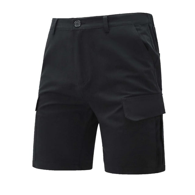 Mens Hiking Cargo Shorts 7 Inch Button Flat Front Work Shorts Elastic Waist Summer Travel Camping Golf Shorts with Pockets