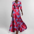 thumbnail image 5 of Navy Blue Floral V-Neck Wrap Maxi Dress With Belt 30838, 5 of 7