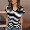 thumbnail image 2 of Women's V-Neck Sleeveless Tee - Breathable Striped Summer Top, Plus Size Loose Fit (XL-8XL, 10 Colors) | Yubnlvae (Black | XXL), 2 of 8