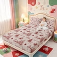 thumbnail image 3 of Manfei Cartoon Xmas Candy Cane Bed Sheets,Merry Christmas Full Size Sheets,4pcs,1 Flat Sheet,1 Fitted Sheet and 2 Pillowcases, 3 of 6