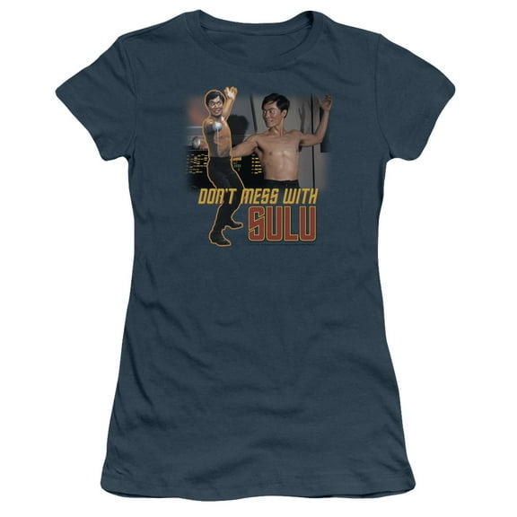 Star Trek Dont Mess With Sulu Junior Women's Sheer T-Shirt Indigo