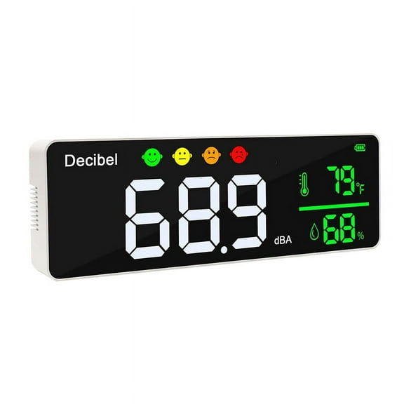 Decibel Meter Sound Level Reader Humidity & Temperature. Classroom Noise Meter, SPL DB for Wall Mounted
