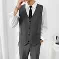 thumbnail image 2 of Iugvhana Men's Suit Vests Business Casual Vest Lightweight Formal Dress Vest Slim Fit Waistcoat for Suits Tuxedo Dark Gray XXXXL, 2 of 7