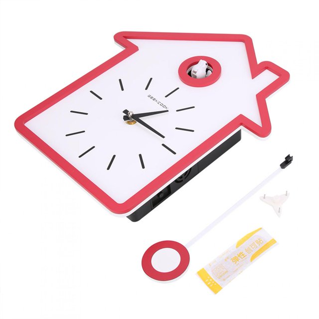 Diseño de estilo nórdico Reloj de cuco moderno simple Reloj de informe Reloj oscilante Reloj de pared (rojo)