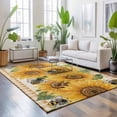 thumbnail image 3 of Area Rugs 5'x7', Sunflower Carpet Runner Indoor Outdoor Rugs Home Decor Aesthetic, Green Botanical Yellow Floral Rustic Plaid Non Slip Mats Washable Accent Rug for Living Room Bedroom, 3 of 8