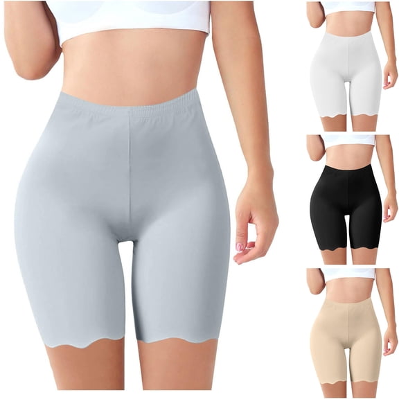 Swuxness Women's Plus Size Seamless Boyshorts Panties Ice Silk Underlayer Shorts Stretch Comfortable Casual Shorts