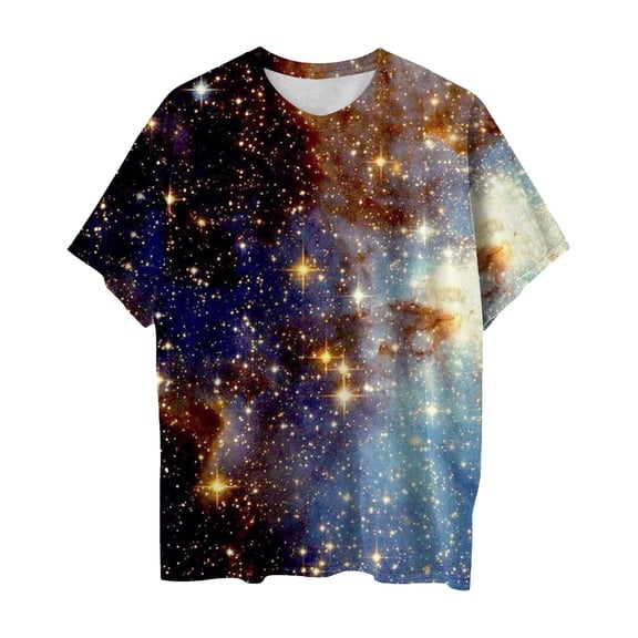 Tiweut Short Sleeve T Shirt for Men Stars Print Graphic Crewneck Summer Novelty Tee Boy Tops