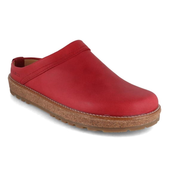 HAFLINGER Men Women Leather Clogs 'Travel Classic', red