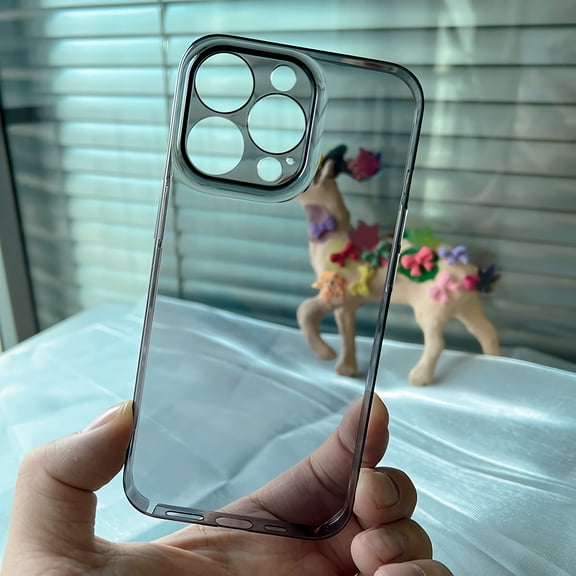 Ultra-thin Acrylic Clear Designed for iPhone 13Pro Case, 6.1 inch, Anti-Yellowing, with Screen Protector & Camera Lens Protector, Clear Black