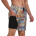 thumbnail image 2 of Fotbe Set Of Travel Vintage Traje de Baño para Hombre – Shorts de Natación de Secado Rápido con Forro y Bolsillos-3X-Large, 2 of 6