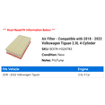 thumbnail image 2 of Air Filter - Compatible with 2018 - 2022 Volkswagen Tiguan 2.0L 4-Cylinder 2019 2020 2021, 2 of 2