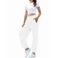 thumbnail image 2 of Women'S High Waisted Sweatpants Workout Active Joggers Pants Baggy Lounge Bottoms White M, 2 of 8
