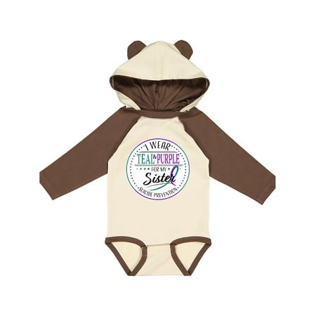 

Inktastic Suicide Prevention- I Wear Teal and Purple for My Sister Gift Baby Boy or Baby Girl Long Sleeve Bodysuit