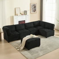 Villeston U-Shaped Sectional Sofa for Living Room, 4 Seat Sofa Couch with Double Chaise,Black