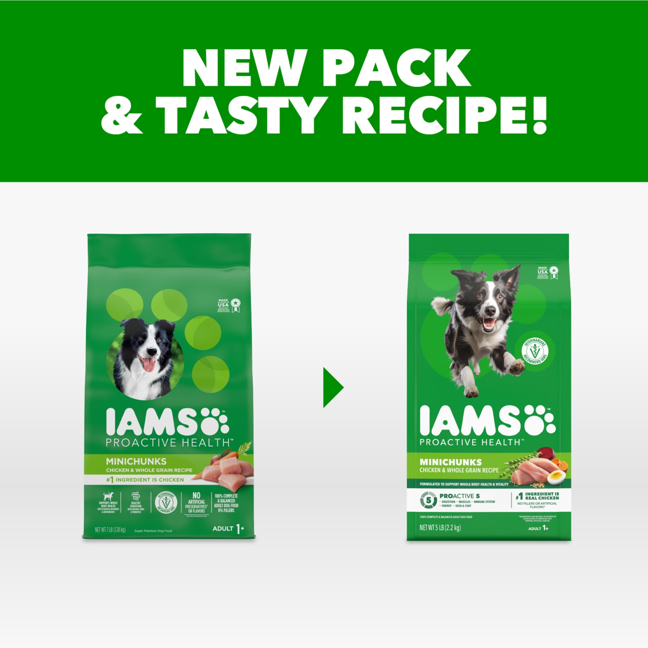 IAMS Proactive Health Adult Mini Chunks Chicken & Whole Grain Recipe Dry Dog Food, 5 lb Bag