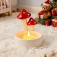 thumbnail image 6 of hulanddfd Christmas Mushrooms Candle Holders, 3.27"x3.31" Cute Mushrooms Shaped Ceramic Candlestick Mantel Table Centerpiece Decor Christmas Holiday Display Gift for Family, 6 of 6