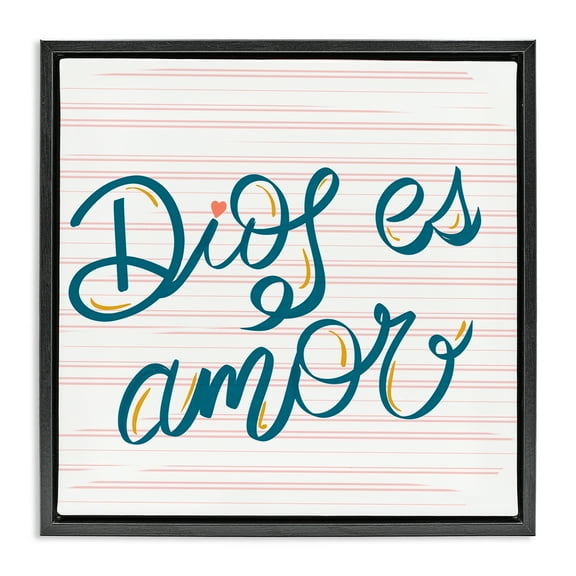 Stupell Industries Dios es Amor Inspirador Religious Quotes and Sayings Painting Black Floater Framed Art Print Wall Art, 18 x 18