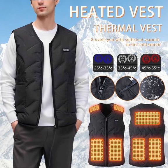 RYDCOT Heated Vest, Lightweight Smart Electric Heated Warm Vest for Men Women wiht Muti Heating Zones Rechargeable,Battery Not Included Black