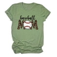 thumbnail image 1 of T-shirt Décontracté pour Femmes à Manches Courtes Uni avec Imprimé de Baseball, Col Rond, Hauts Imprimés, 1 of 1