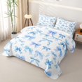thumbnail image 3 of Erosebridal Blue Bow Quilt King for Boys Girls, Cute Princess Ribbon King Coverlet Set, 3pcs, 3 of 7