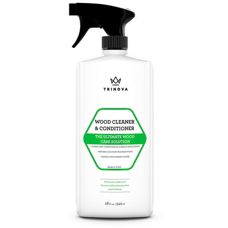 Wood Cleaner, Conditioner, Wax & Polish - Spray for Furniture & Cabinets - Removes Stains & Restores Shine - Wax & Oil Polisher - Works on Stained & Unfinished Surfaces - 18 OZ - (Best Cleaner For Wood Kitchen Cabinets)