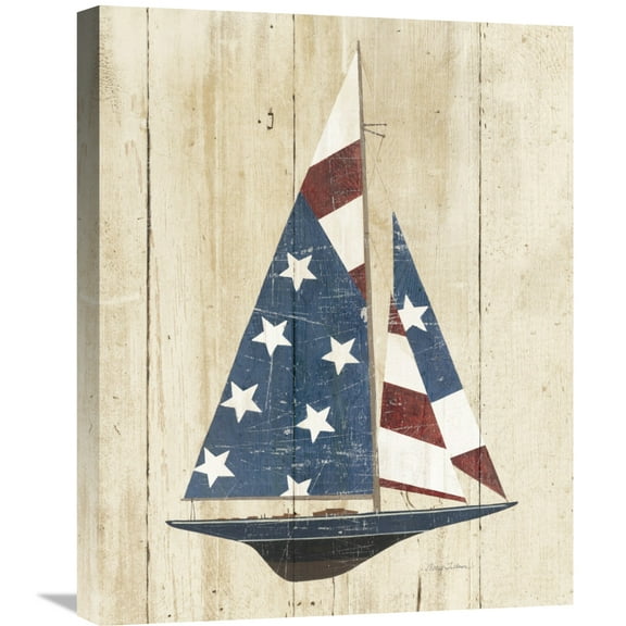 Global Gallery Avery Tillmon 'American Flag Sailboat' Canvas Wall Art