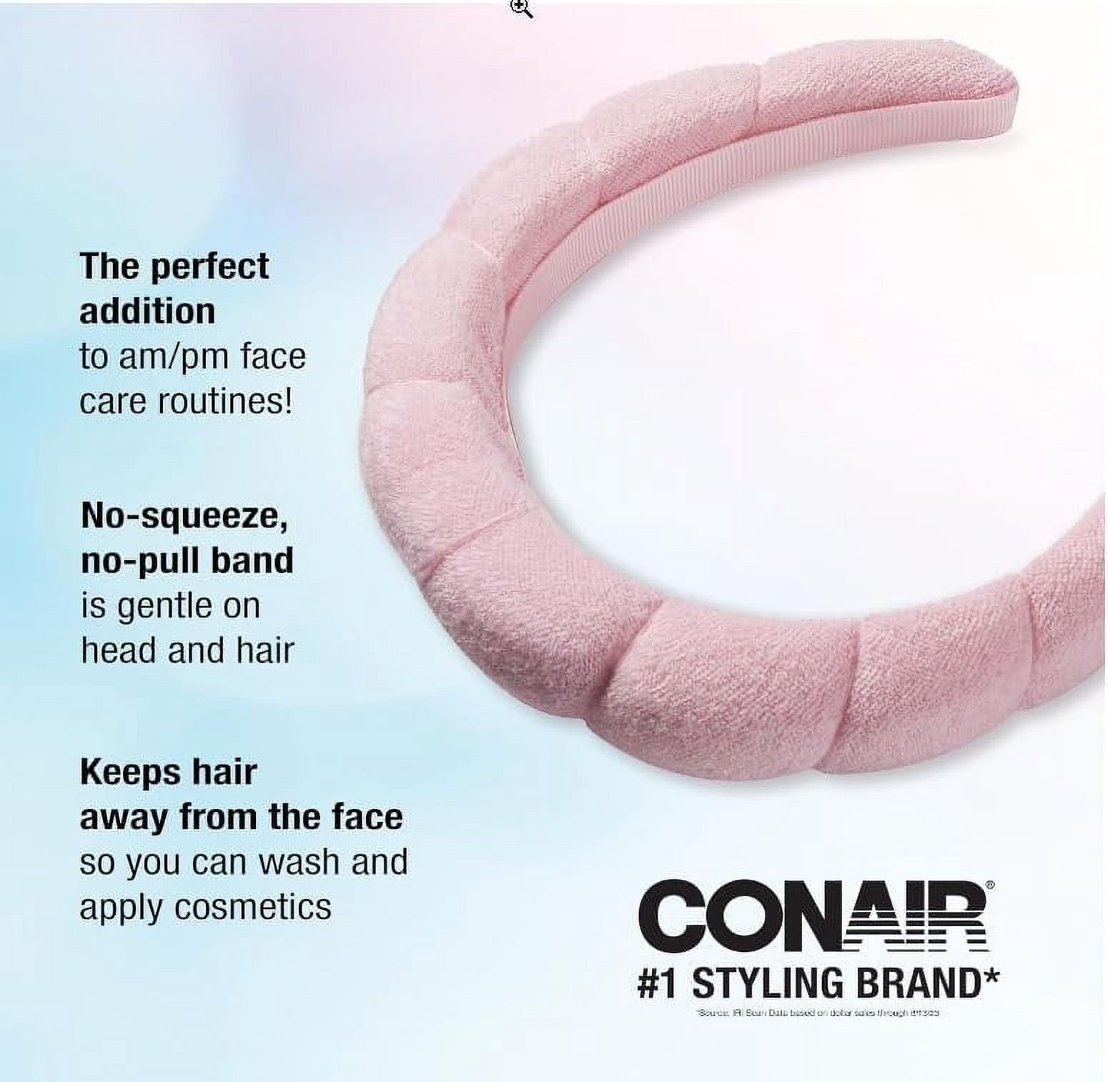 Conair Spa Stirnband, Rosa – Ultra-saugfähiges Mikrofaser-Band Für Gesichtsreinigung & Make-up, Weich, Kein Drücken