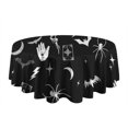 thumbnail image 5 of Black Halloween Witchy Symbols Round Tablecloth 60"x60",Wrinkle Wipeable Table Cloth for Kitchen Dining Room Picnic Patio Party, 5 of 6