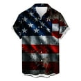 thumbnail image 2 of 4Th Of July Hawaiian Shirt For Men Independence Day Flag Print Blouse Casual Short Sleeve Button Turndown Collar Vacation Outfits Multicolor L, 2 of 3