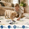 thumbnail image 5 of GlowSol 4x6 Washable Area Rug - Machine Washable Non-Slip TPR Backing, Hand-Drawn Pet & Floral Carpet for Living Room Bedroom Entryway, Rice, 5 of 8