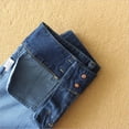 thumbnail image 6 of Medium-length high-waisted denim skirt for women, with a slit at the back, 6 of 11