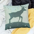 thumbnail image 2 of Soft Canvas Throw Pillow Covers Cases for Couch Sofa Home Decoration Christmas Holiday Reindeer with Stars Print Medium Grey, 2 of 5