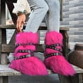 thumbnail image 2 of YLYL Women's Mid Calf Boots Furry Fluffy Warm Fur Lined Round Toe Y2K Fashion Outdoor Snow Boots, 2 of 9