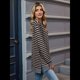 thumbnail image 5 of Camisa Informal de Larga A Rayas para Mujer, , con Cuello Redondo, Ajustada, Holgada, Básica Café Negro M, 5 of 10